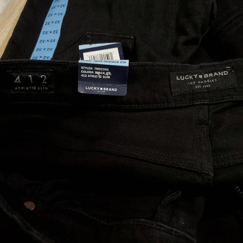 Lucky Brand 412 Athletic Slim Jeans Mens 32x32 Black Jack Stretch 7MSC005 NEW